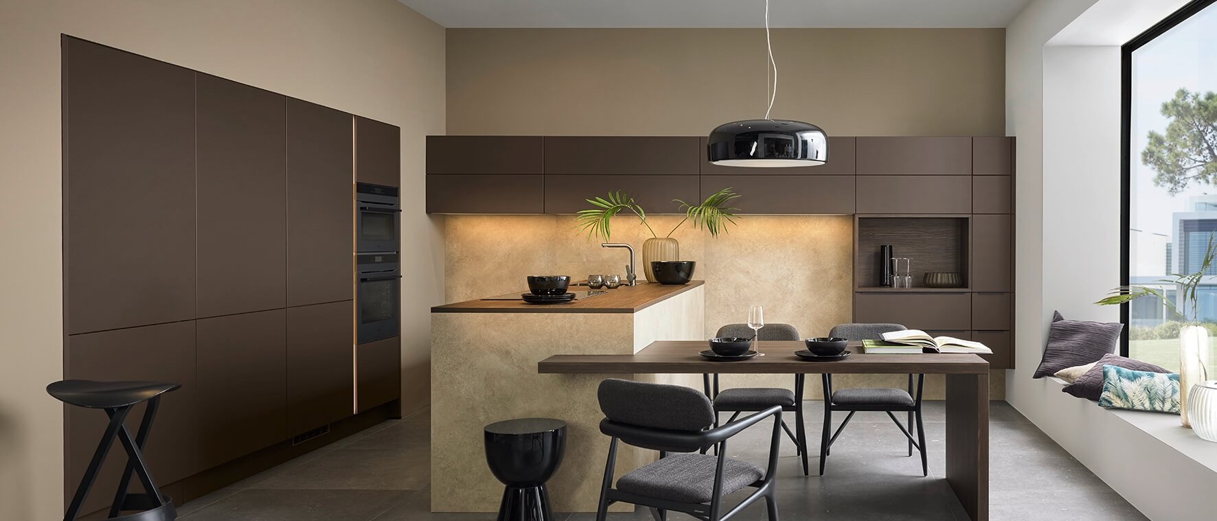Nolte Design Inselküche Braun softmatt